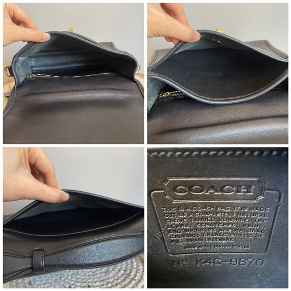SOLD Vintage Coach Black Court Bag 9870, Coach Top Handle Bag, Coach Crossbody - Picture 11 of 14